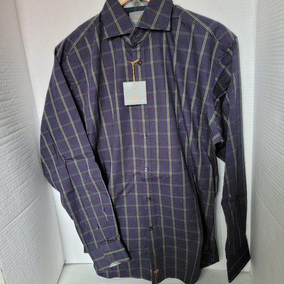 Thomas Dean Green and Blue Plaid Casual Button Down Shirt - Picture 9 of 13